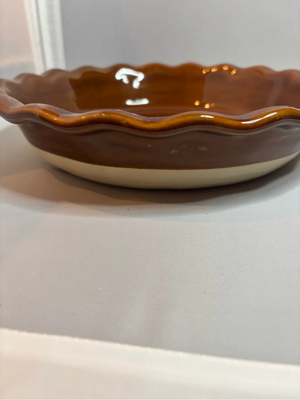 Emile Henry France 6181 Brown Ruffled Pie Baking Dish Ceramic